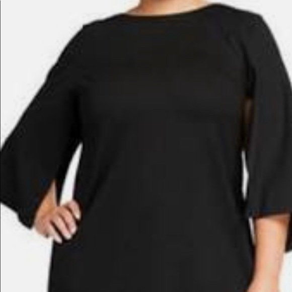 Lafayette 148 New York Plus Size XL Black Split-Sleeve Shift Dress Msrp $498.00 - Picture 2 of 7